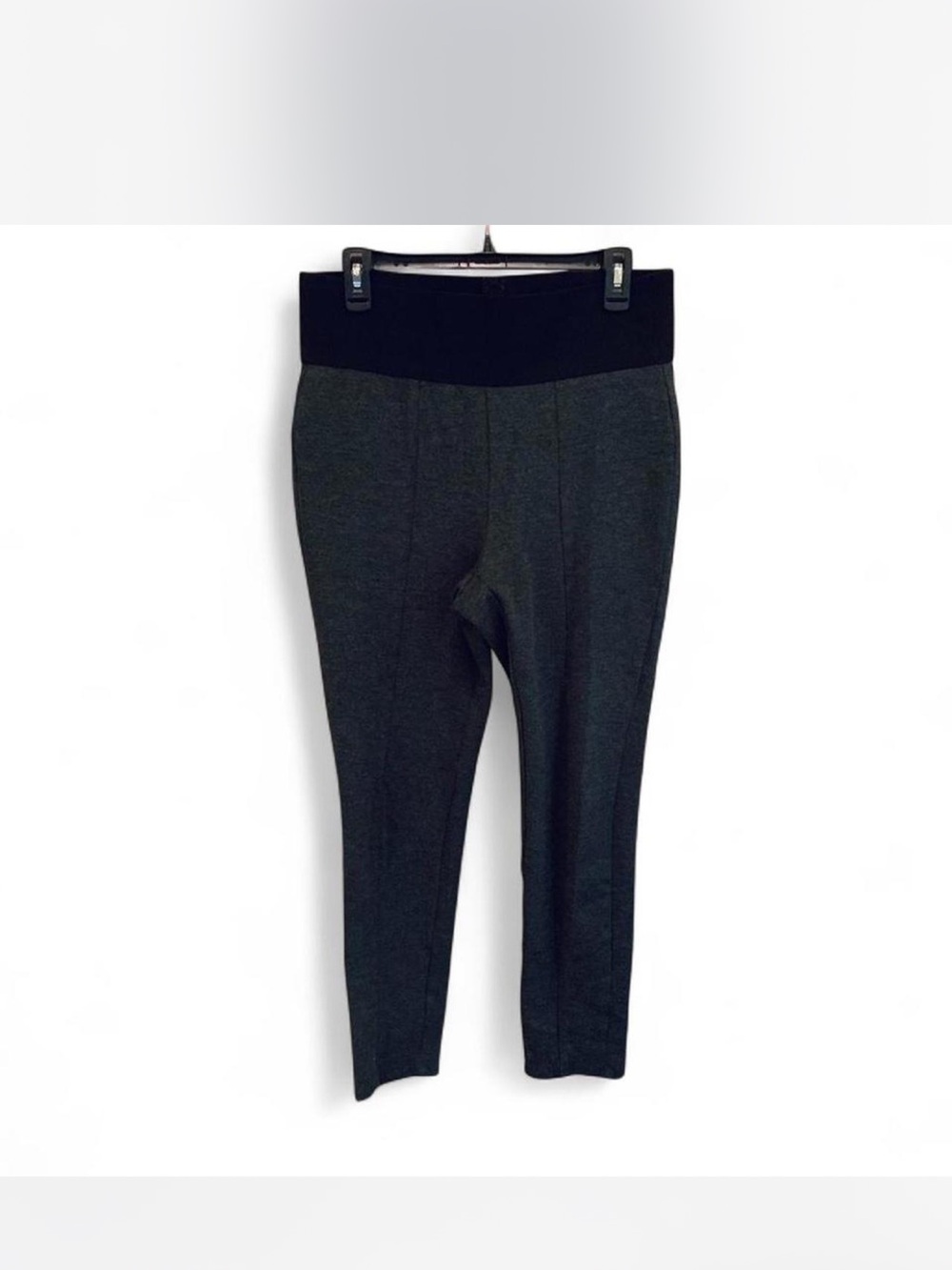 Bandolino Woman’s Charcoal Gray Ponte Pants with Black Waistband size 12